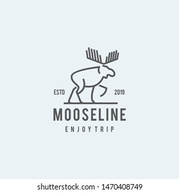 Moose Line Logo Design Template Inspiration - Vector