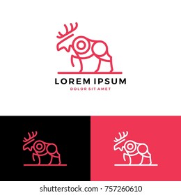 moose line logo vector outline monoline icon illustration download