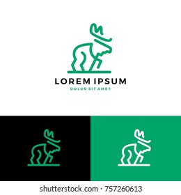 moose line logo vector outline monoline icon illustration download