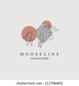 Moose line style  logo template design for brand or company and other
