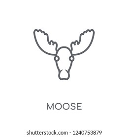 Moose linear icon. Modern outline Moose logo concept on white background from animals collection. Suitable for use on web apps, mobile apps and print media.