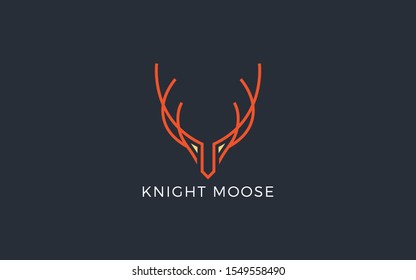 Moose logo formed with simple and modern lines in orange color