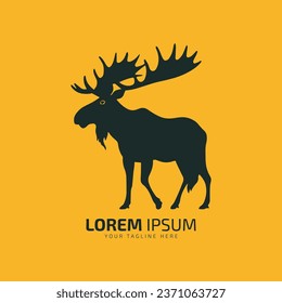 Elch-Logo-Symbol Hirschsilhouette Vektor einzelne Design-Vorlage stehend