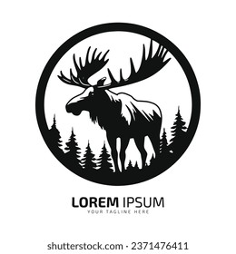 moose logo fur icon deer silhouette vector isolated design in circle