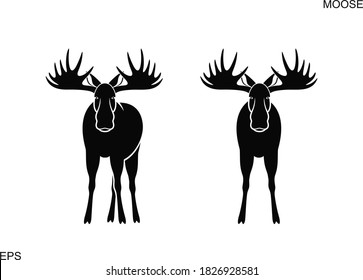 Moose logo. Isolated moose on white background. Elk