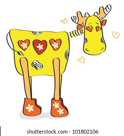 moose in love in the boots with daisies