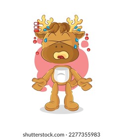 the moose low battery mascot. cartoon vector