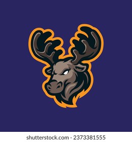 Moose mascot logo design vector con el moderno estilo de ilustración para la impresión de insignias, emblemas y camisetas. Ilustración del alce de la cabeza.