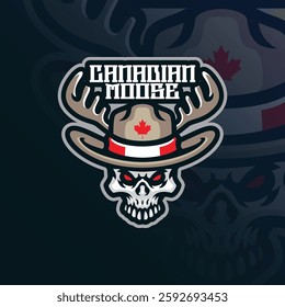 Moose mascot logo design vector with modern illustration concept style for badge, emblem and t shirt printing. Moose horn skull illustration.