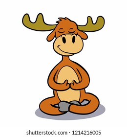 Moose meditating in lotus position vector illustration 