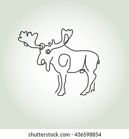 Moose in minimal line style vector