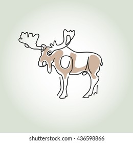 Moose in minimal line style vector
