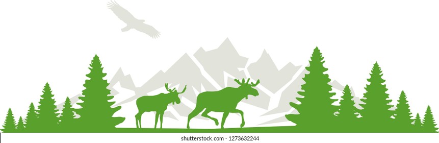 Moose with Mountain and Forest