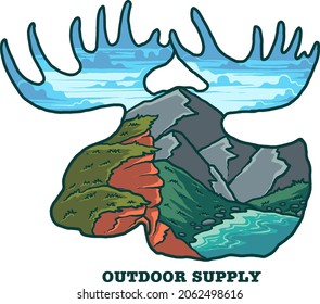 moose nature vector print illustration