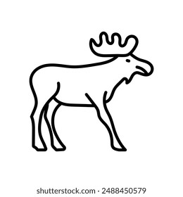 Moose Outline Icon, Vector illustration