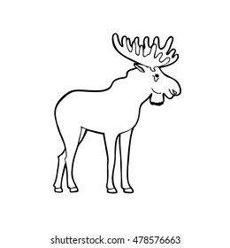 Moose. Outline vector illustration.