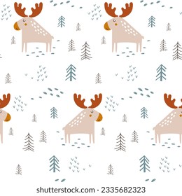 Moose pattern seamless. Vector illustrations
