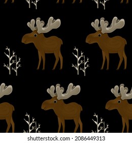 Moose pattern. Vector seamless texture.