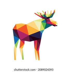 Moose in Polygon Full Color. Colorful Moose logo. Moose abstract Color