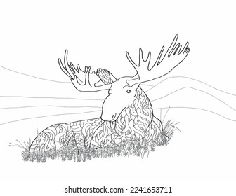 Moose resting in the mountains