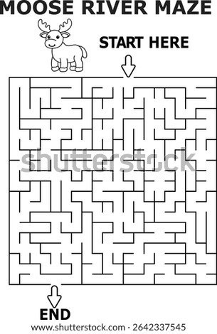 Moose river maze fun kids activity printable game