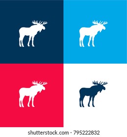 Moose shape four color material and minimal icon logo set in red and blue