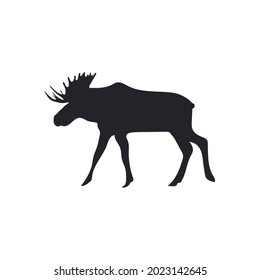 A moose silhouette. Black silhouette of a deer. Vector