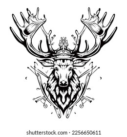 Moose Silhouette Lineart  Outline Drawing