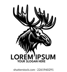 Moose silhouette, logo style vector illustration
