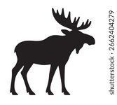 Moose Silhouette set Vector, Wild Animal Icon for Nature, Wildlife and Outdoor Designs
