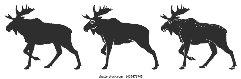 moose silhouette and stylization for your design, vector illustration, isolated objects
