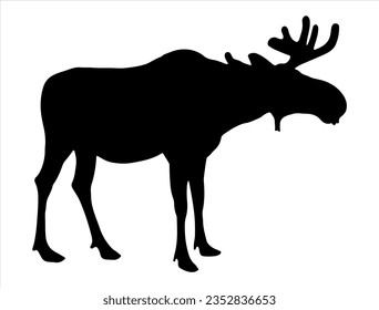 Moose silhouette vector art white background