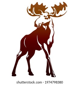 Moose Silhouette Vector Illustration. Moose Logo Template Isolated On White Background
