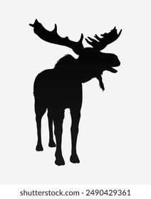 Moose silhouette vector illustration, sticker, graphics