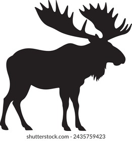 Moose Silhouette Vector Illustration White Background