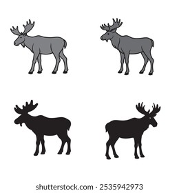 moose silhouette vector illustration in white background