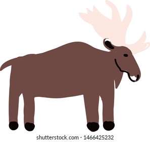 Moose simple illustration on white background