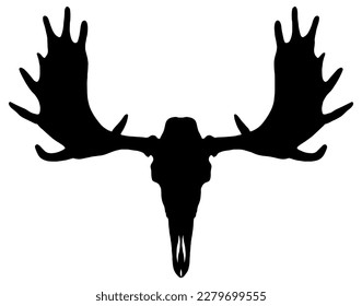 Moose Skull silhouette in black vector illustration 