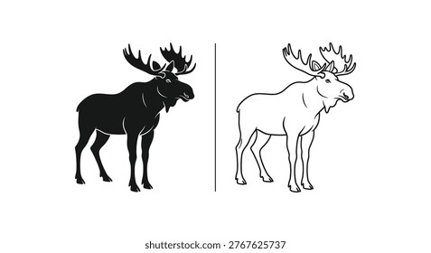 Moose Species Comparison Guide Elk vs Moose Vector