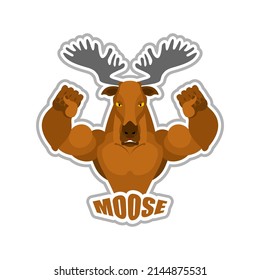 Moose sport logo. Deer Sports team club emblem. Animal mascot gaming sign. Strong beat symbol  