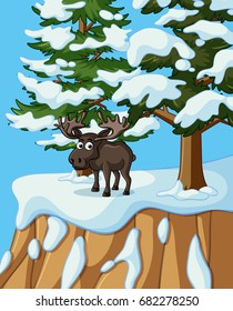 Moose standing on mountain illustration