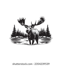 Moose Stitched Logo Vector Illustration