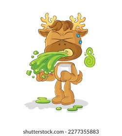 the moose throw up cartoon. cartoon mascot vector