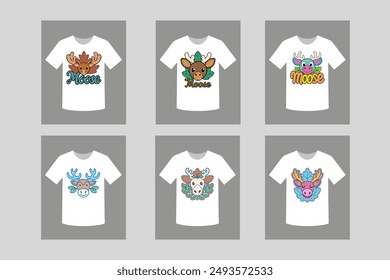 Moose T-Shirt Design Vector Illustration. Stylish moose t-shirt vector design, perfect for nature and wildlife enthusiasts.