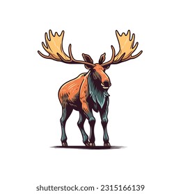 moose vector 2d flat color white background