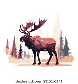 moose vector 2d flat color white background