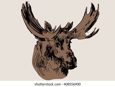 moose vector, hand draw sketch 