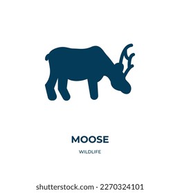 icono del vector del alce. íconos llenos de alce, ciervo, naturaleza, del concepto de vida silvestre plana. Icono de glifo negro aislado, elemento de símbolo de ilustración vectorial para diseño web y aplicaciones móviles