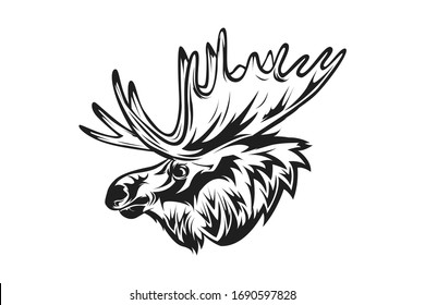 moose vector line art logo