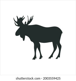 Moose Vector Silhouette isolated on white background.